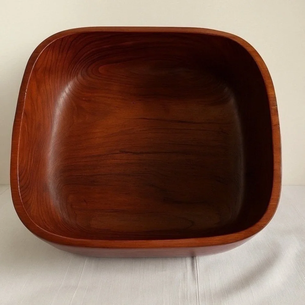 Mid Century Modern Solid Wood Serving Bowl 11